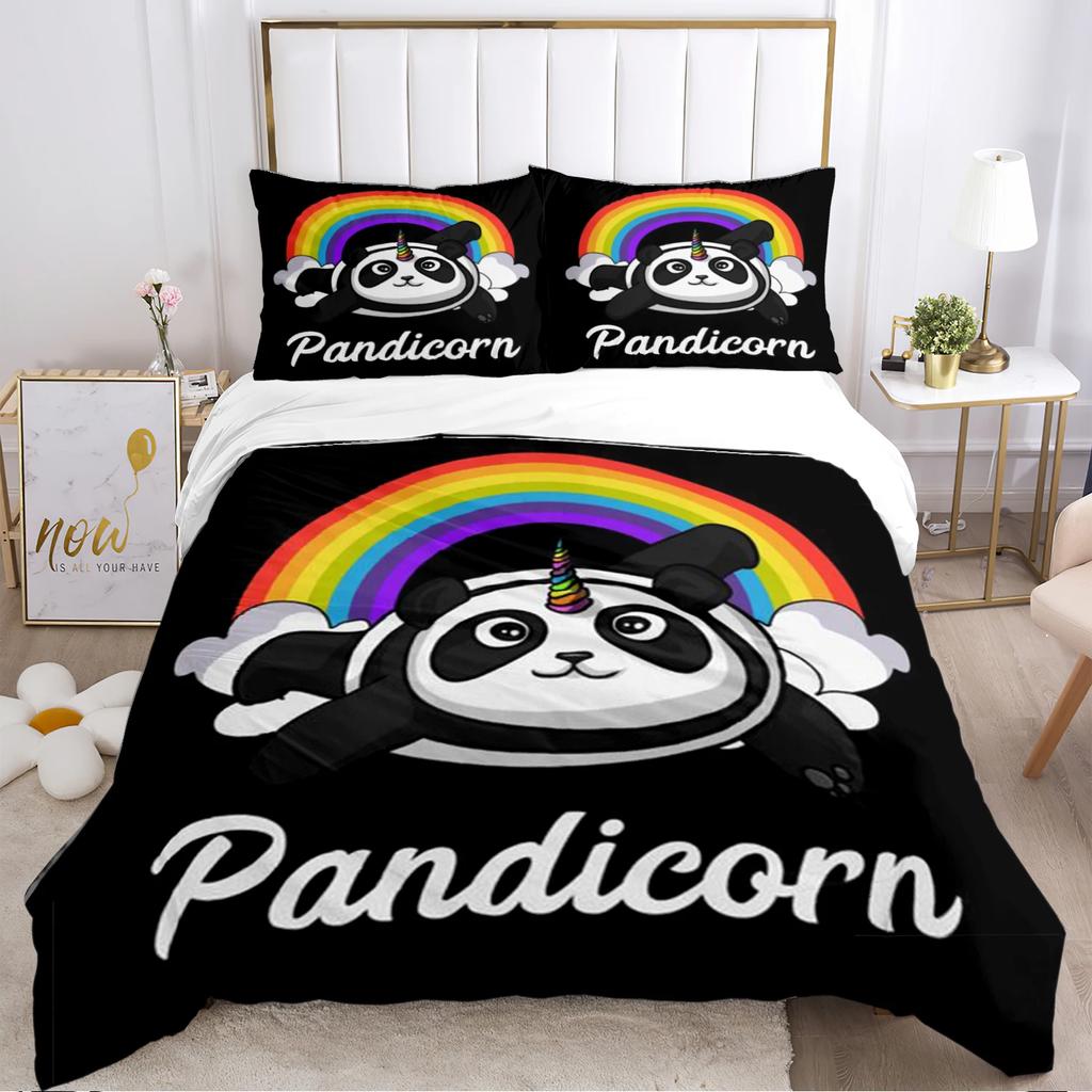 Cute Panda Duvet Cover Cartoon Kawaii Comforter Bedding Sets Soft Quilt Cover And Pillowcases For Teens SingleDoubleQueenKing