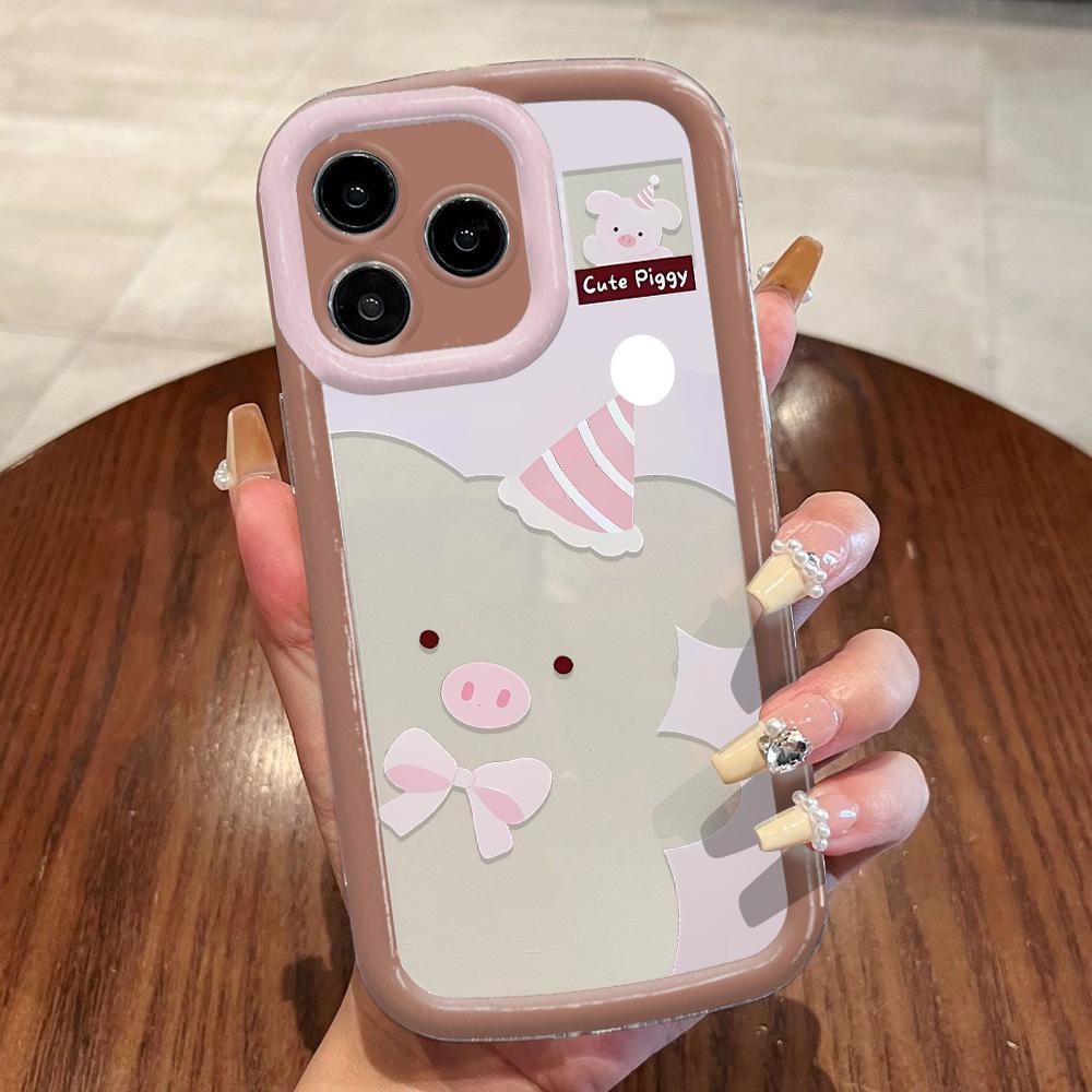 Забавный мультяшный розовый поросенок для чехла мобильного телефона iPhone17 14 Apple 13 всесторонний 12/15 простой 16 мягкий x