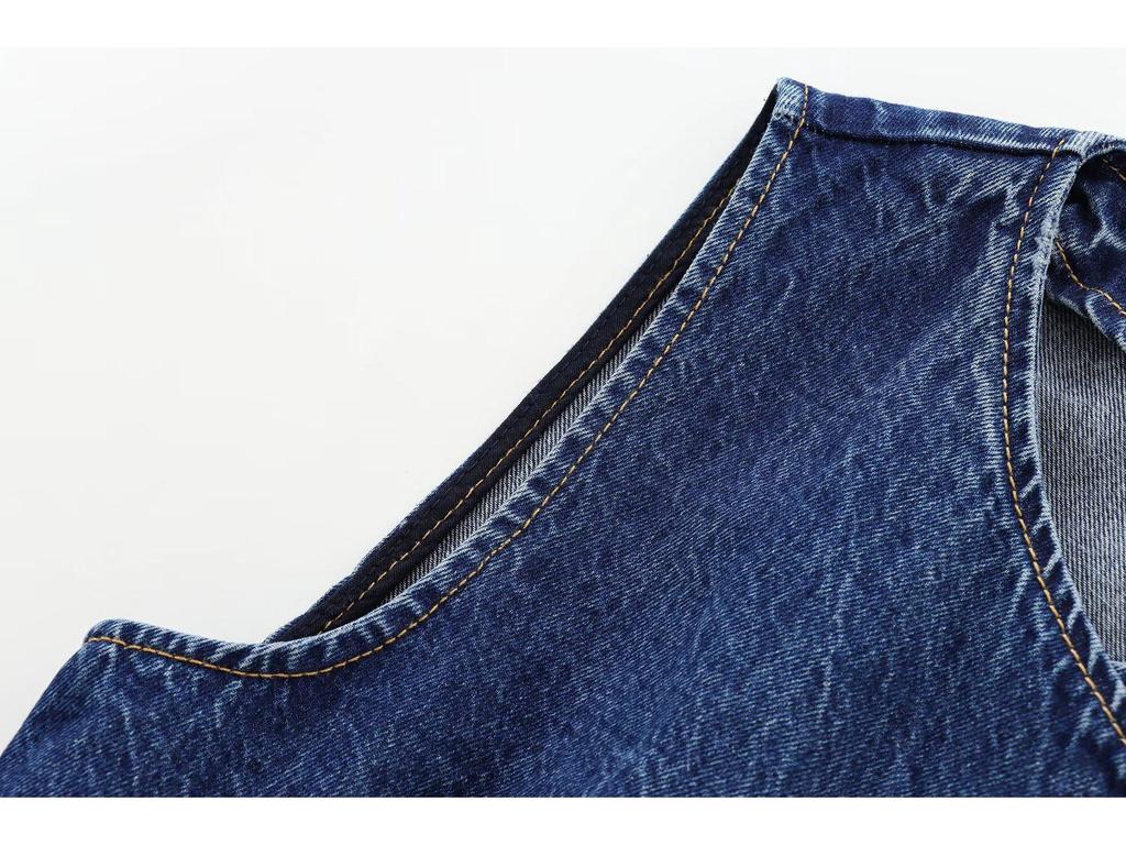 Autumn Women's European-American French-Style Casual Fashion Versatile Denim Vest