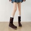 Queen Fan Khaki Retro Platform Boots Women's 2025 New Autumn with Skirt Slim Maillard Short Boots