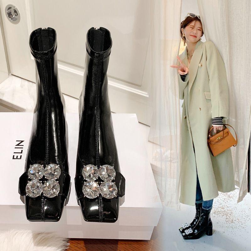 Модные короткие туфли со стразами для женщин, рабочие ботильоны Kawaii, милые белые женские ботильоны, элегантные с низким каблуком, обувь для готического косплея