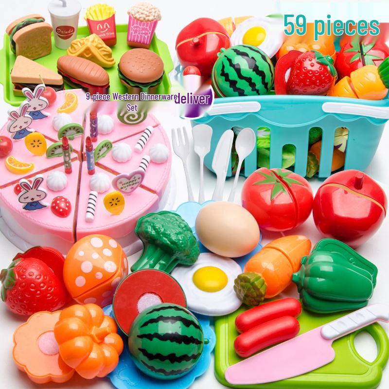 Kids' Pretend Play Kitchen Set: Cookware & Cutting Toys for Boys & Girls