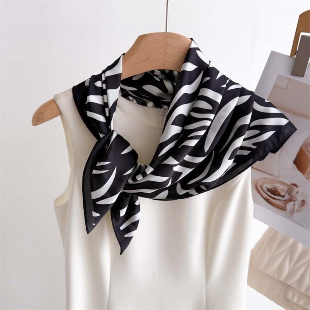 Breathable 90 CM Square Scarf Patterned Shawl Printed Silk Scarf Stripes Square Headscarf  Vacation