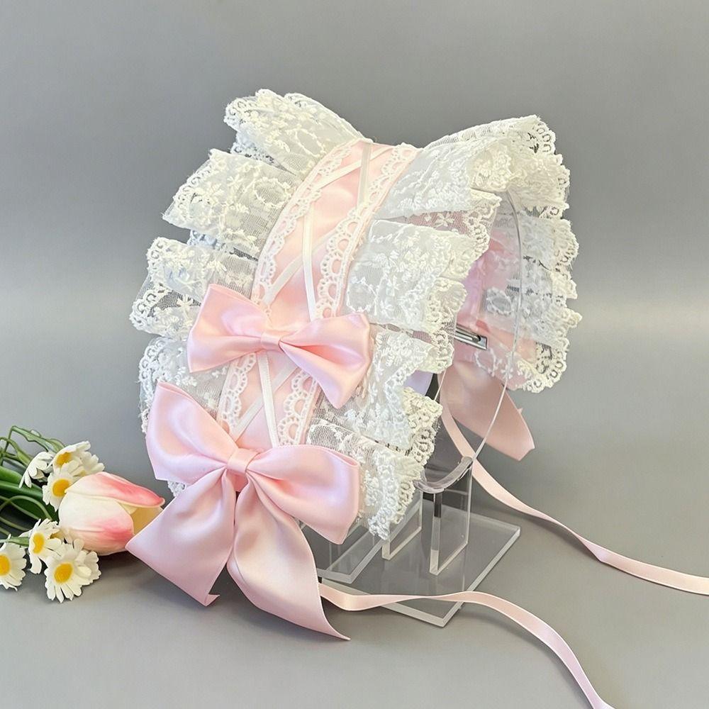 Sweet Bow Lace Bow Hairband Handmade Anime Cosplay Headdress Lolita Hair Accessories Cosplay Party