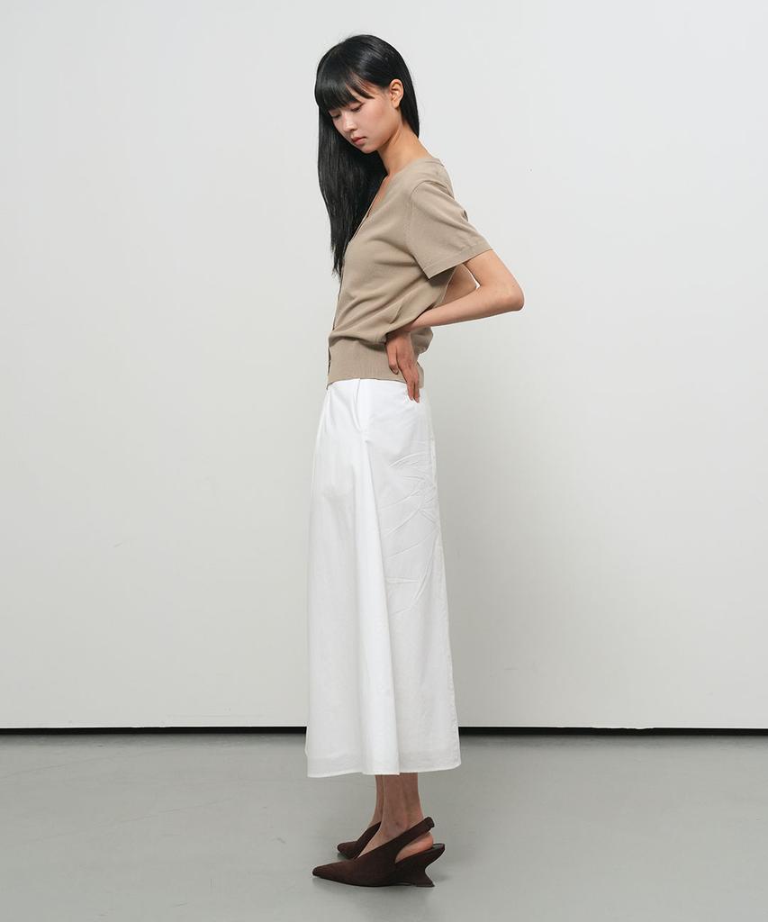 General Idea Minimal Pintuck Midi Skirt [Ivory] / Gf2Lsk522