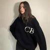 Унисекс Минималистичная Худи Cole Buxton с Жаккардовым Узором из Ниток с Буквами CB - Осенне-Зимний Свободный Повседневный Пуловер