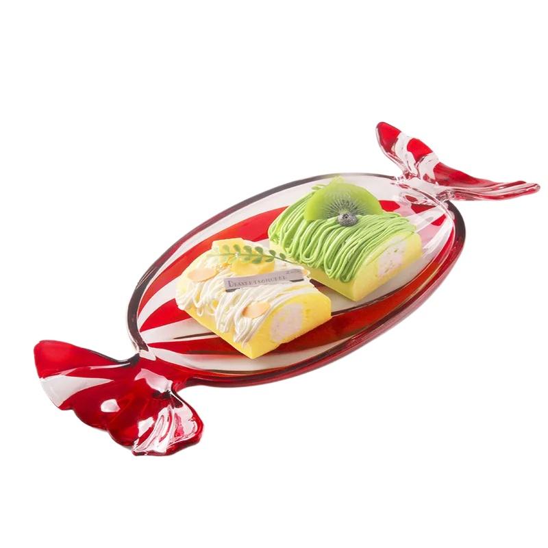 Тарелка для закусок из утолщенного хрусталя Поднос для десертов в форме конфет Блюдо для сервировки на вечеринку Рождественская декоративная посуда Праздничная сервировка
