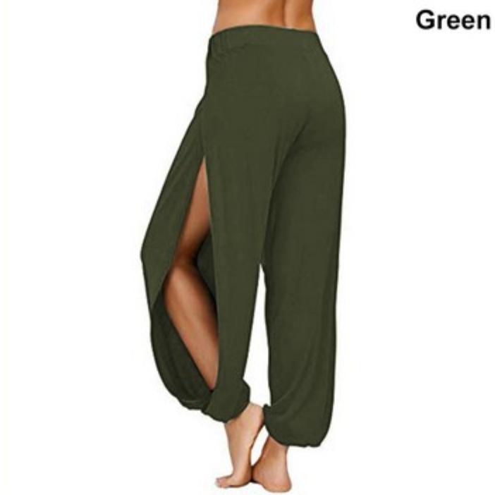 Женские модные шаровары женские с боковым разрезом для бега хиппи йога пляжные однотонные спортивные брюки