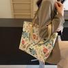 Сумка-шоппер многоразовая с цветочным принтом большой вместимости, универсальная студенческая сумка для поездок на работу
