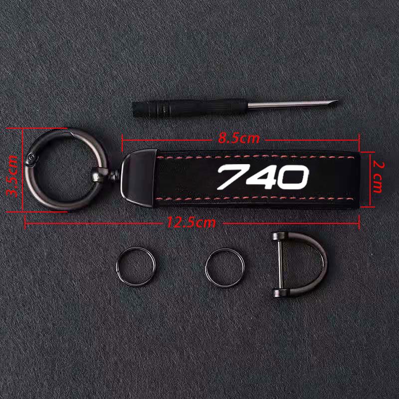 Luxury Keyring Suede Car Keychain Ring Vintage Leather Zinc Alloy Key Chain Keys Holder Universal For Volvo 740 Car Accessories