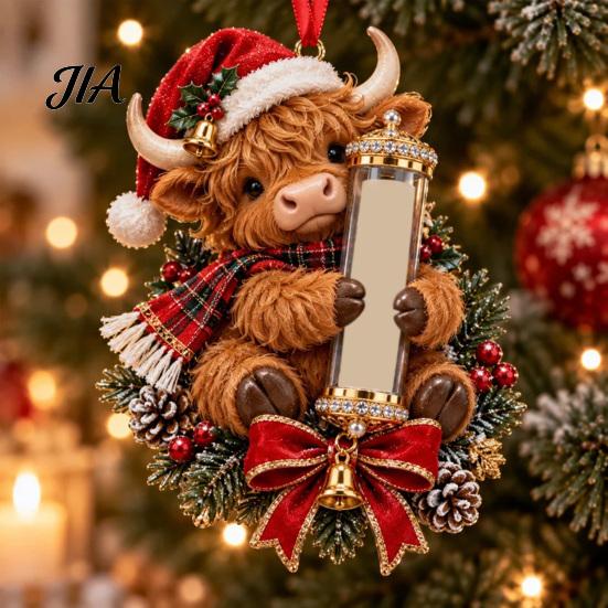 Christmas Money Holder Ornament Cash Gift Ornament, 2D Acrylic Highland Cow/Gingerbread/Bear/Snowman Holder, Holiday Xmas Tree Hanging Decoration for