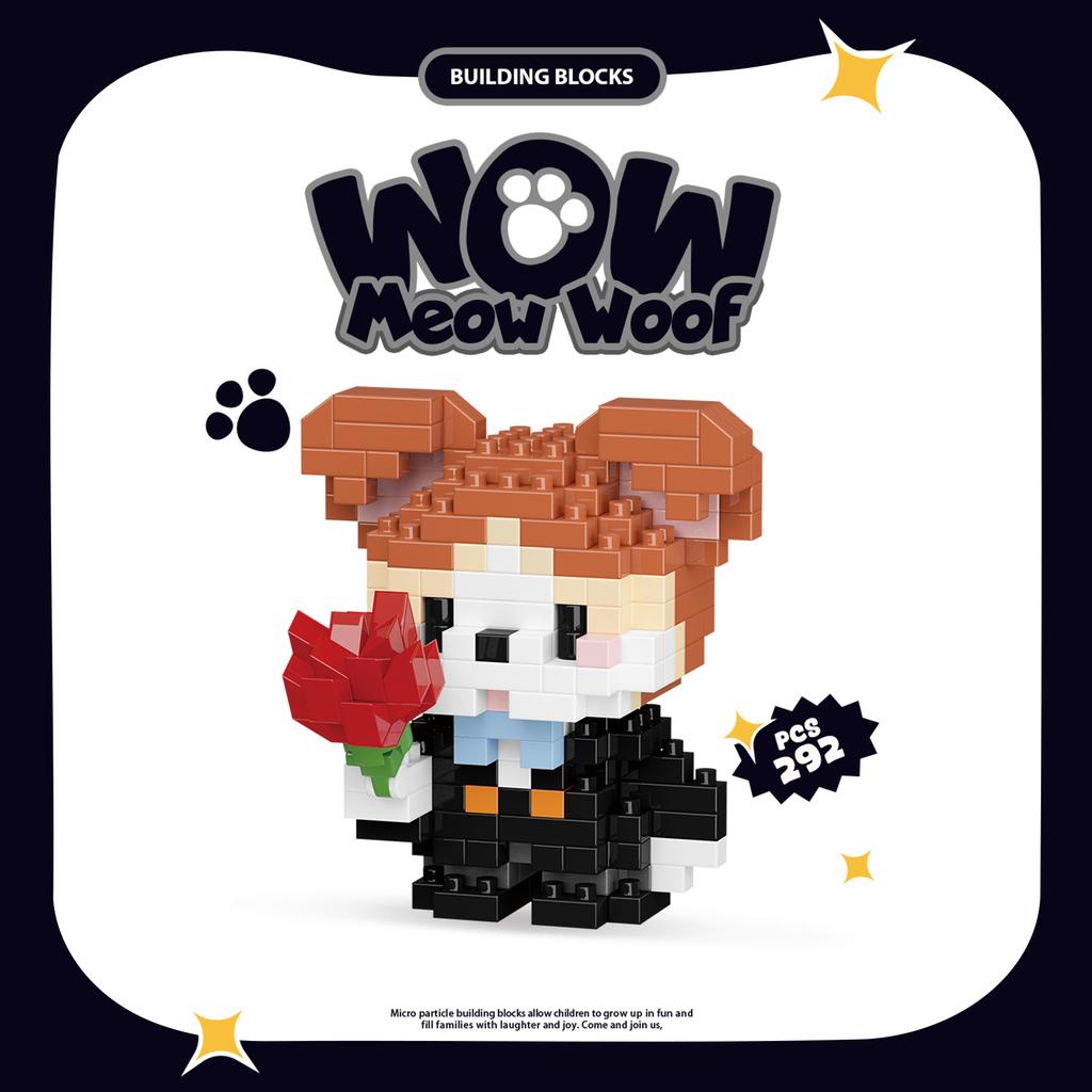 Mini Cartoon Cute Cat Dog Animals Models DIY Building Blocks Toys Micro Blocks Kit Christmas New Year Gifts Lucky Decor