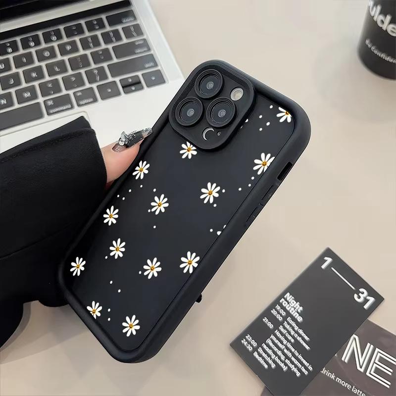 Силиконовый чехол для телефона с цветком ромашки для iPhone 17 Air 16 e 15 14 13 12 11 Pro Max Plus Mini SE Ударопрочный Конфетный Мягкий Бампер
