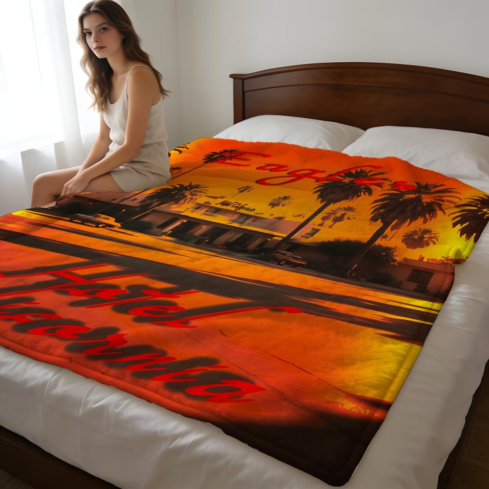 Throw High-Density Short Plush Blanket For Sofa Nap Air-Conditioned Room Soft Skin-Friendly Retro Band Eagles