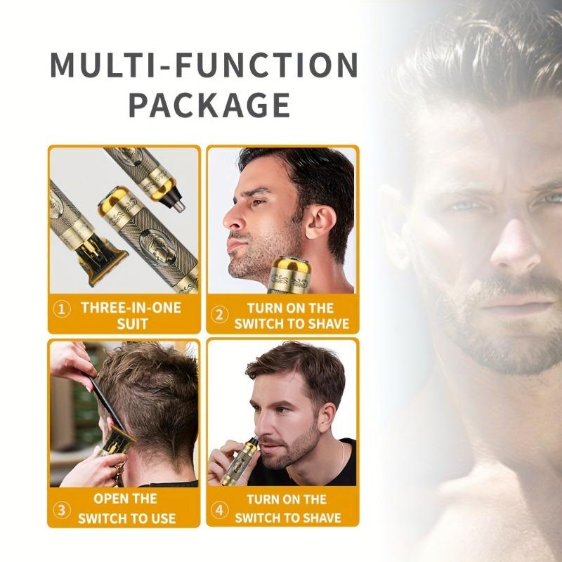 Профессиональная электробритва с Т-образным лезвием, машинка для стрижки волос, USB перезаряжаемая беспроводная бритва для бороды, триммер для носа и ушей, бритва, праздничный подарок для него