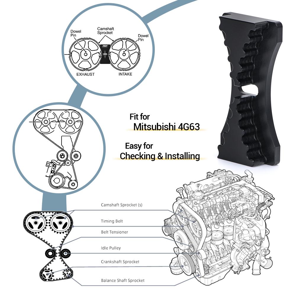PQY Алюминиевый фиксатор кулачковой шестерни двигателя / инструмент для установки ремня ГРМ для Mitsubishi Lancer 4G63 Dodge Kia