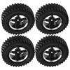 4Pcs Remote Control Metal Wheel Hub Rubber Tires Replacement for MN86 1 12 RC CarBlack