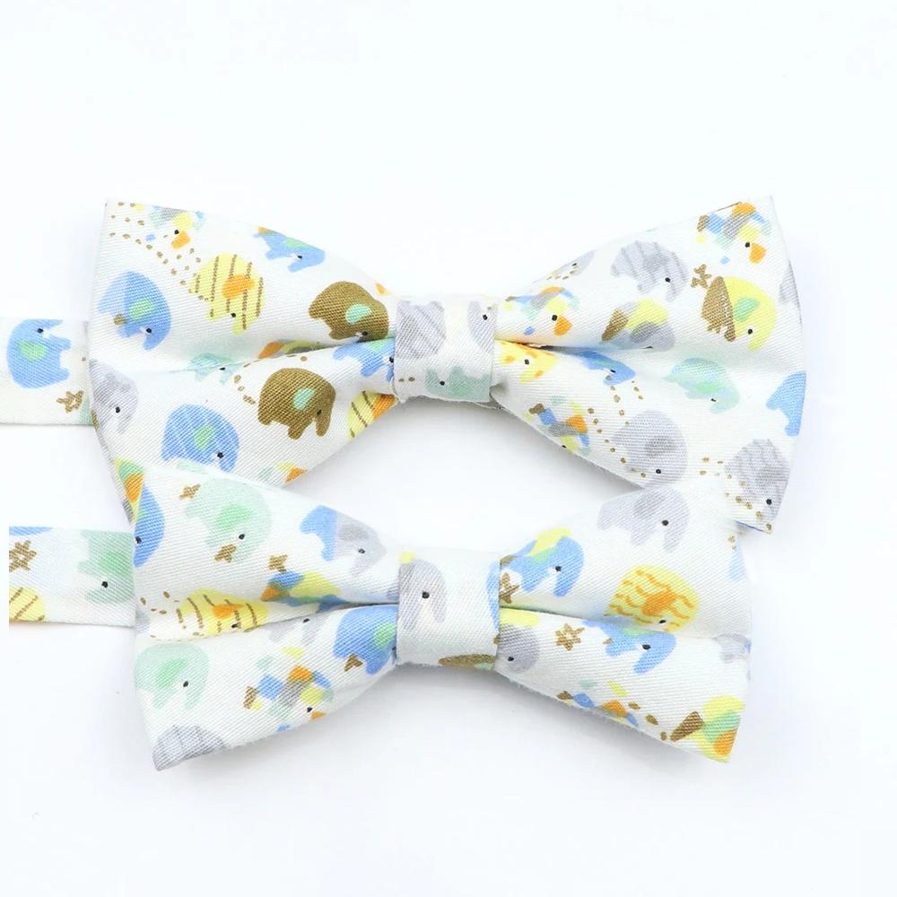 Floral Cotton Bowtie Elephants Whales Flower Pattern Parent Children Family Set Colorful Butterfly Wedding Party Accessory Gifts