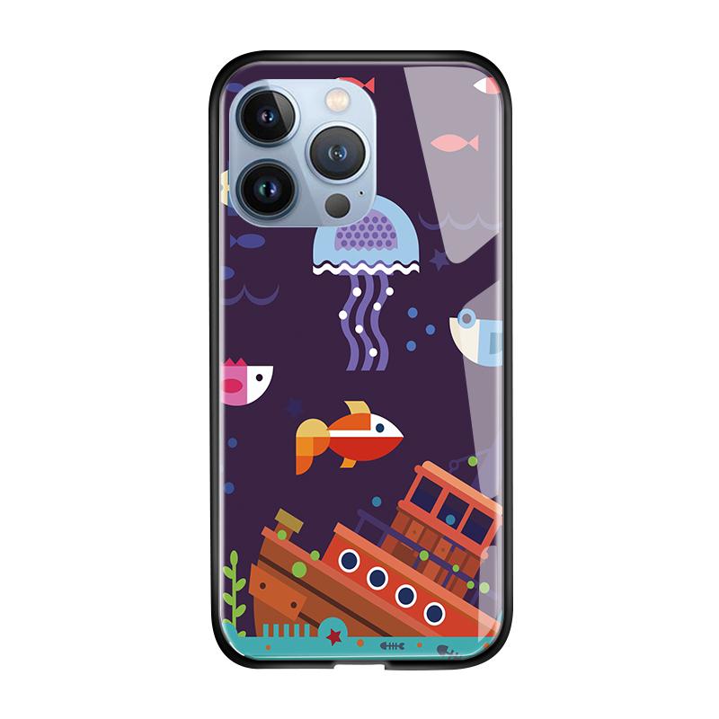 Чехол для телефона из закаленного стекла для iPhone 11 12 13 14 15 16 17 Redmi 10 12 14C Note10 Note14 Xiaomi 11Lite PocoC75 Мягкий край Ударопрочный Гладкий чехол