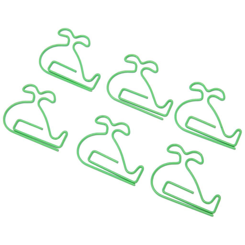 100 шт. Скрепки для бумаги, Изысканный вид кита, Противоскользящие, Милые скрепки для офиса, школы, Зеленые