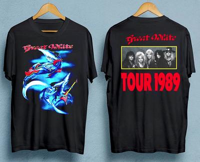 Мужская Женская Винтажная Концертная Футболка Great White Тур 1989