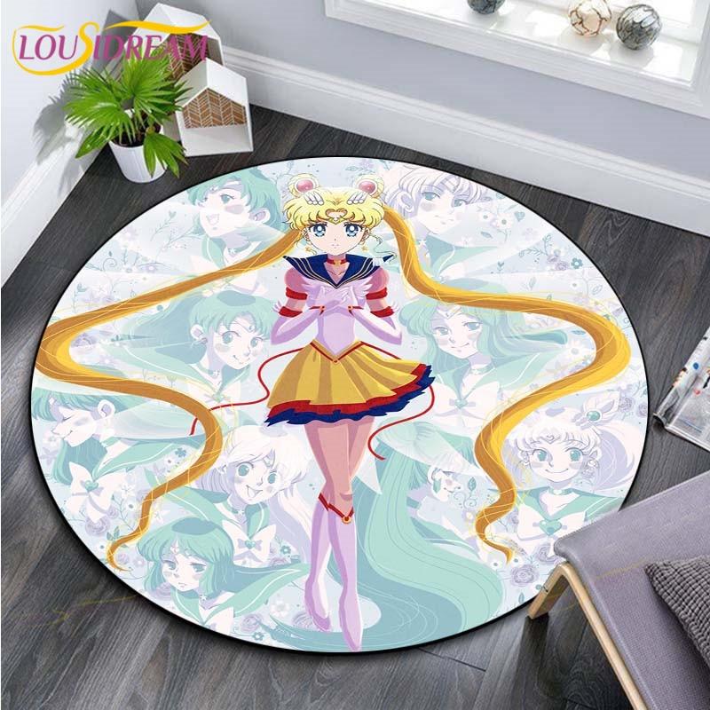 Коврики «Сейлор Мун», ковер в стиле аниме, трендовые мягкие ковры и коврики для гостиной, противоскользящие коврики для спальни, круглые