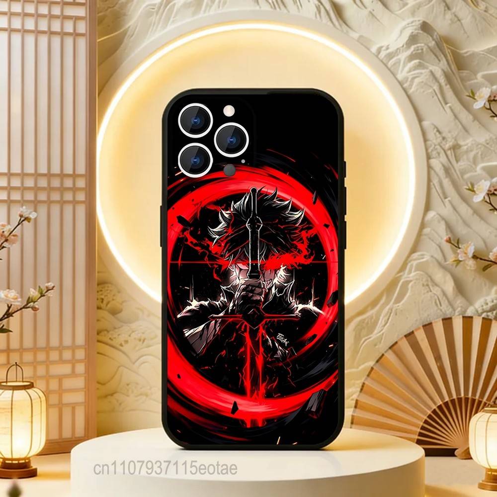 C-Клевер Аста B-Черный Чехол для телефона Силиконовый Мягкий Для IPhone 16,17,15,11,13,12,14,Мини,Про,Макс,Плюс,Эйр,Е Черный