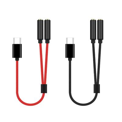 Тип C на два разъема 3,5 мм для наушников USB C на 3,5 мм Aux двойной адаптер для наушников плетеный провод