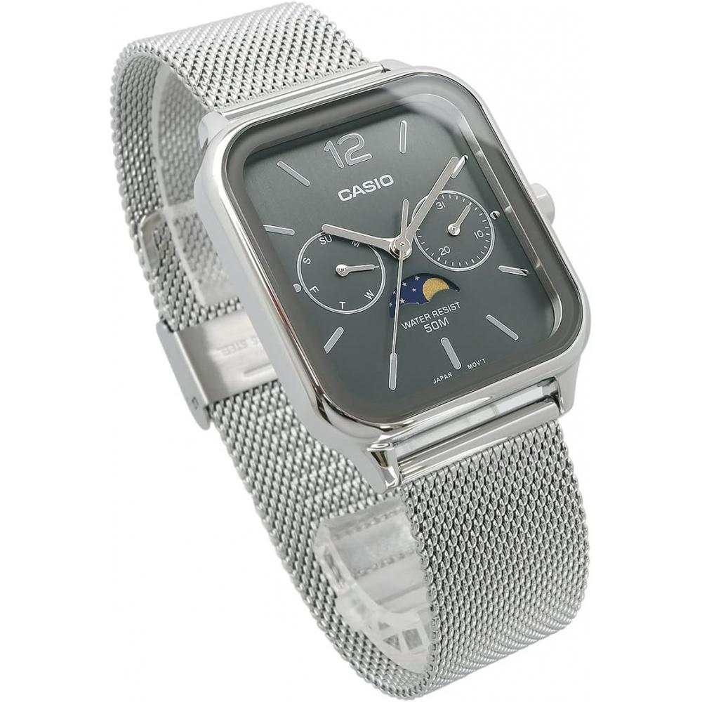 CaSio Men S Analog Watch Metal meSh Band Dark Gray Mtp M305m 8av