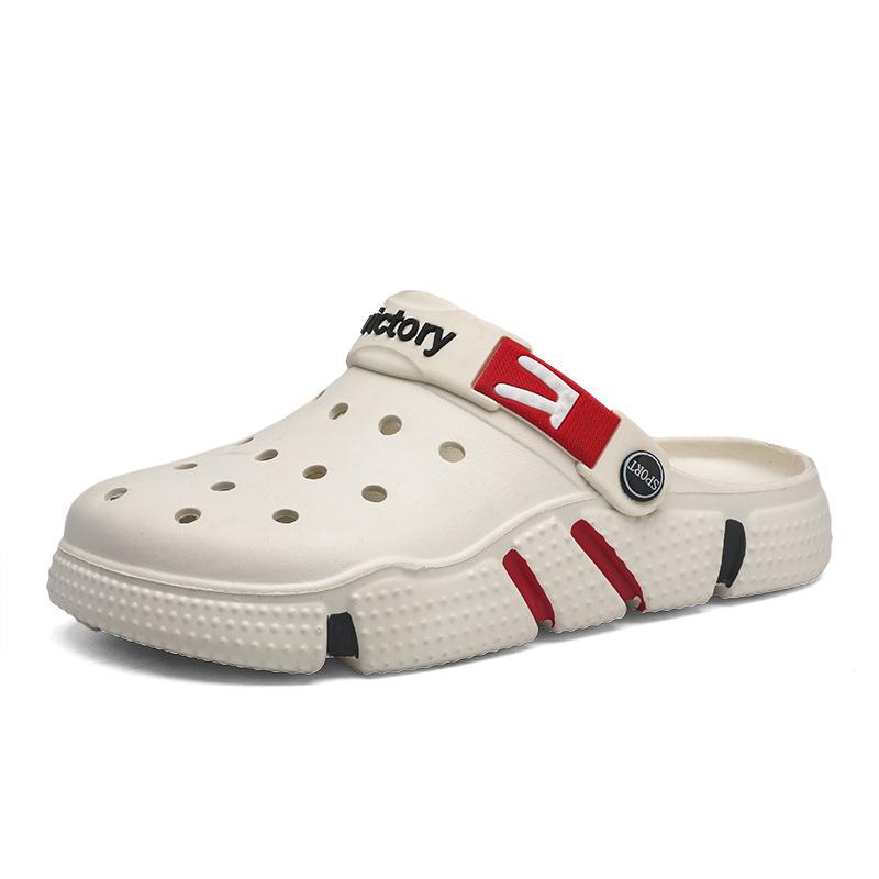 Extra Large Size Hole Shoes Trendy Non-Slip Soft-Soled Bag Head Sandals Wear Thick-Soled Beach Men'S Slippers