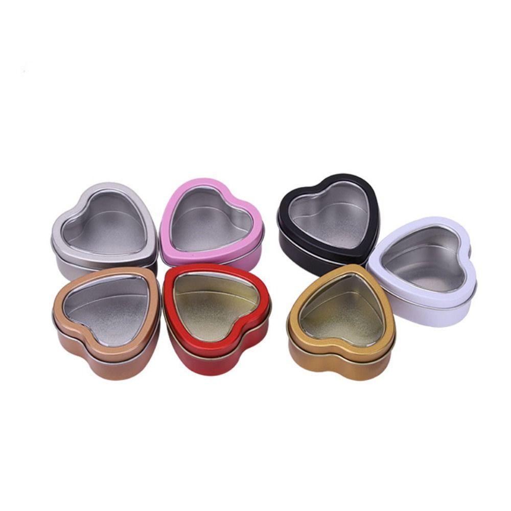 Silver/Red/Pink Heart Shape Tins Empty Heart-shaped Containers Heart Metal Box Spice