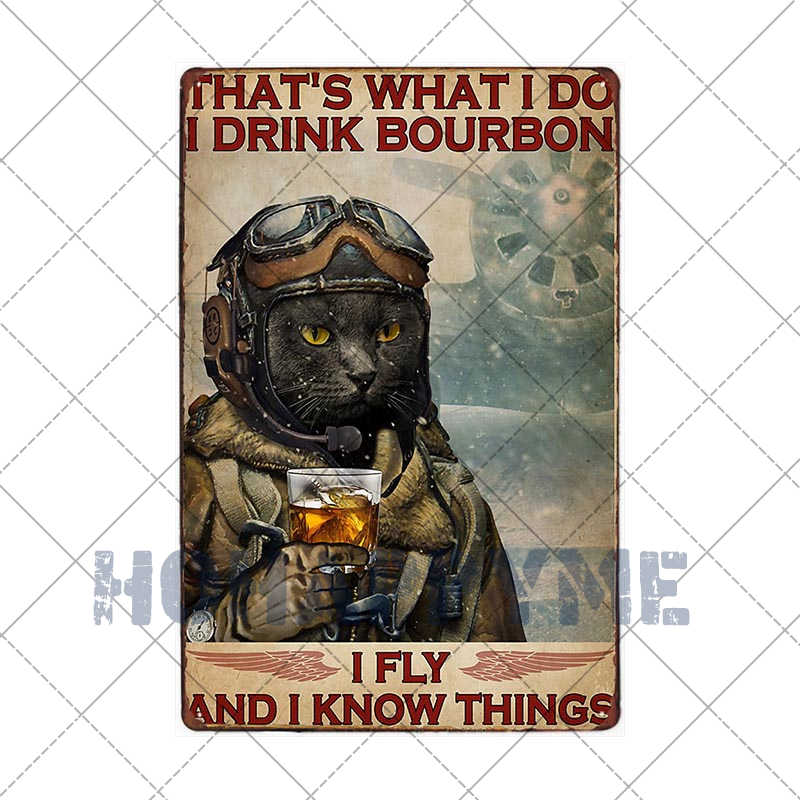 Funny Cat Vintage Metal Sign Plates Decoration House Painting Living Room Pet Shop Poster Wall Retro Decor Art Plaques 20×30cm
