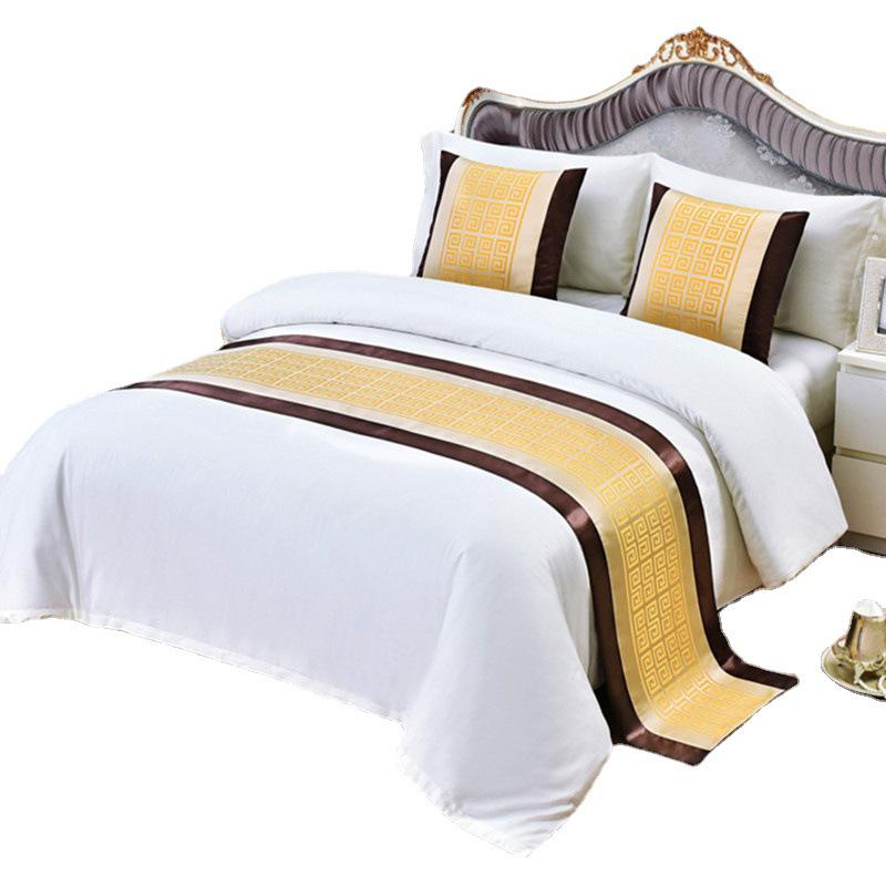 Новый китайский атласный золотой бегунок на кровать - Отель, Гостиница, Декор тематической квартиры, Шарф