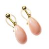 Deep Sea Coral Pink Clip Earrings Silver Drop Undyed