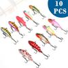 10 шт. в коробке, мини-тонущие воблеры, рыболовные приманки, жесткие пластиковые искусственные приманки для рыболовных снастей, зимние ледяные щуки, окуни