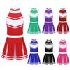 Kids Girls Sleeveless Cheerleader Costume Tank Tops with Pleated Skirt Dancewear Fancy Dress
