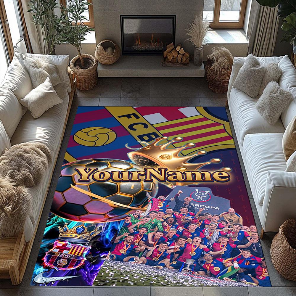 Fc Barcelona Customized Name Area Rug Design for Dormitory Entryway Outdoor Foyer Anti-slip Rug Office home decor Perfect Birthday/Christmas Gift Idea