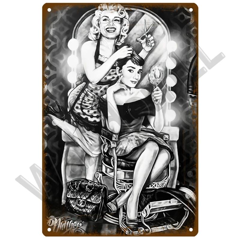 Парикмахерская Ретро Паб Бар украшения жестяная вывеска потертый шик домашний декор доска металлическая вывеска настенный постер винтажный декор искусство винтаж