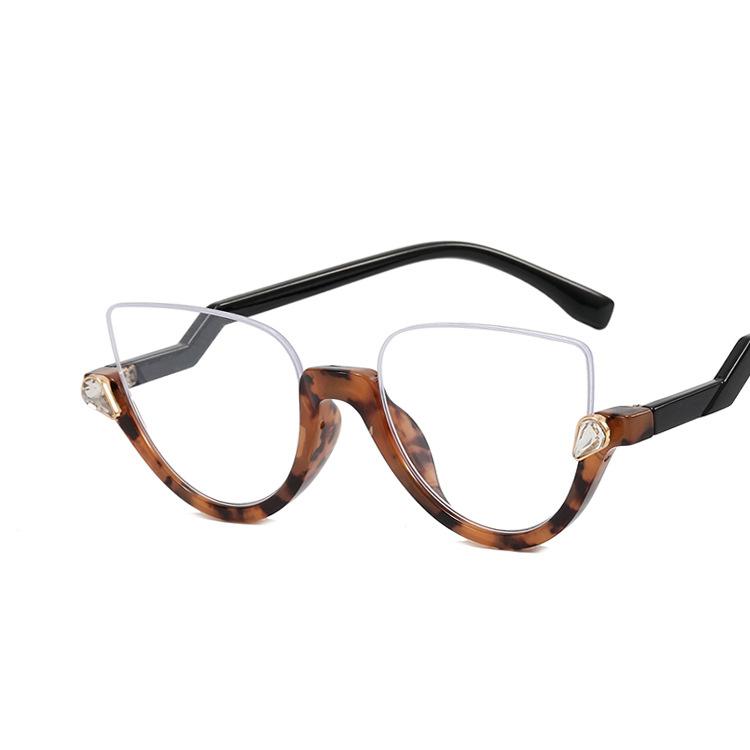 Новые женские треугольные очки в оправе, модные, индивидуальные, ретро, классические, с бриллиантами, полуоправа, простые очки