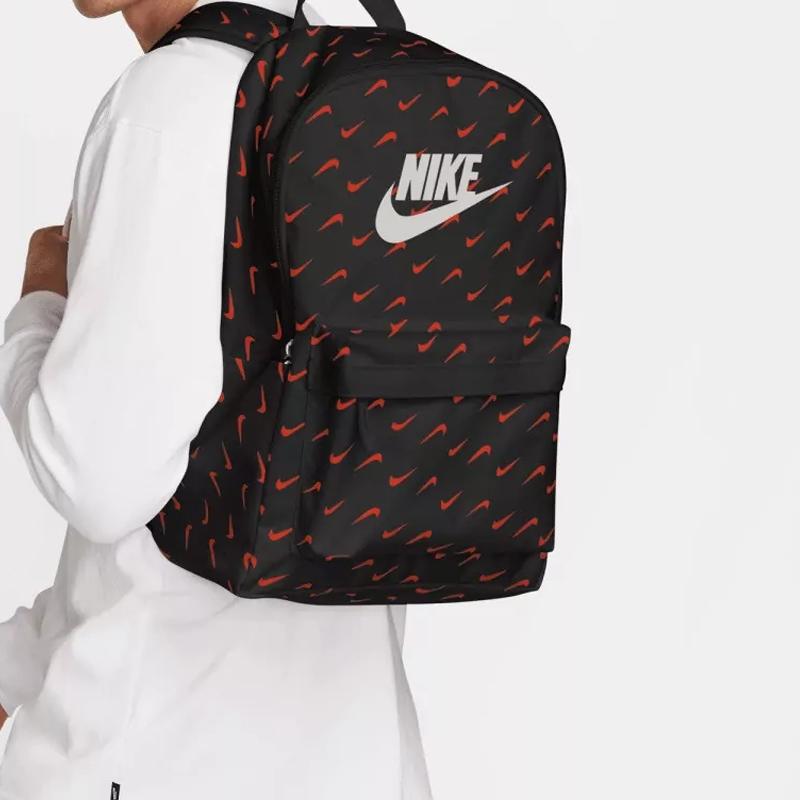 Nike Рюкзак с принтом логотипа и застежкой-молнией из полиэстера Женский рюкзак Черный Красный HF6995-010