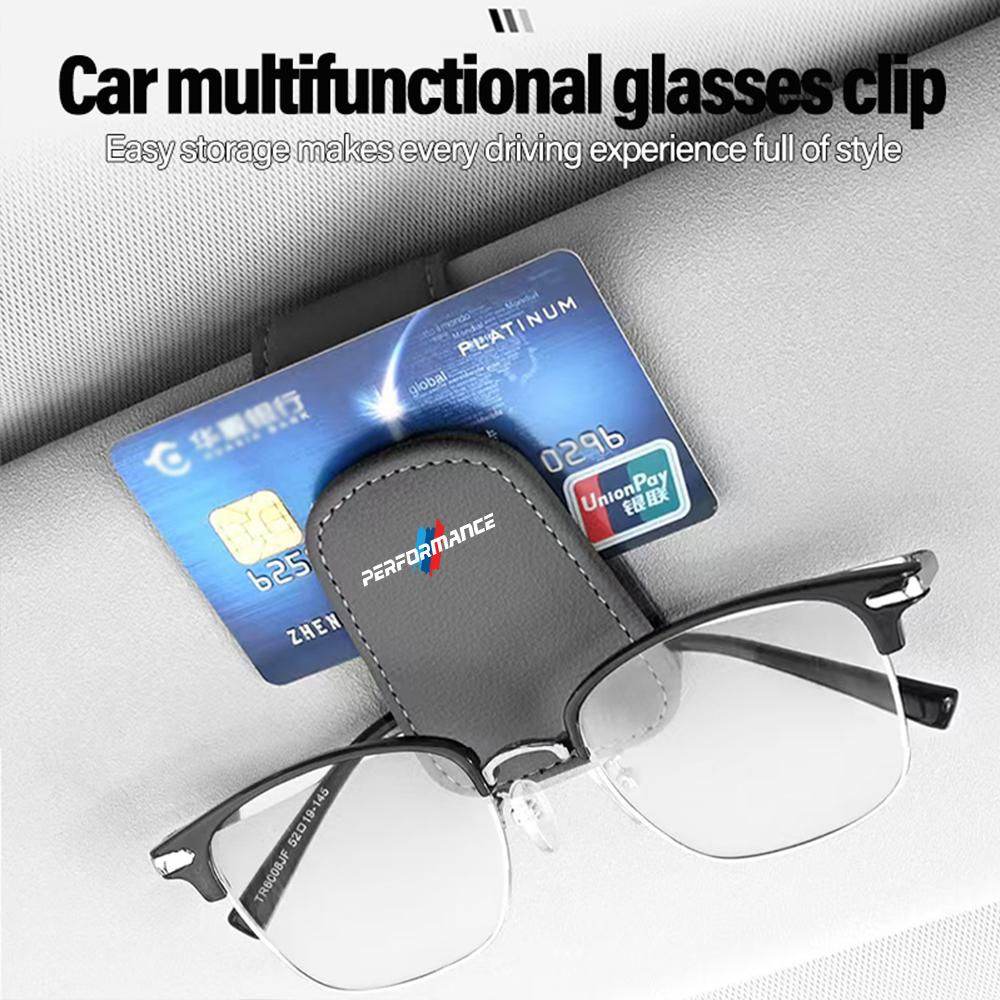 Car Glasses Clip Leather Sunglasses Box Sun Visor Eyeglasses Card Holder For BMW Performance 3 5 7 Series F30 E90 E46 X7 X5 X6 BZ5