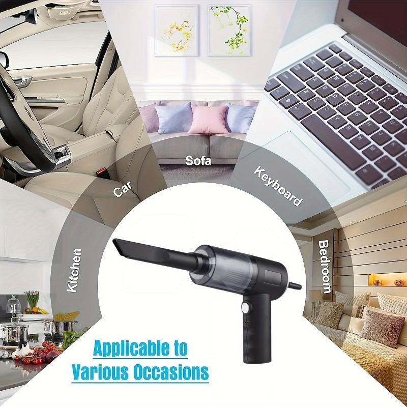 Handheld Car Vacuum Cleaner USB Rechargeable with Accessory Kit Cloth Filter ABS Resin Integrated Blow Suction Feature
