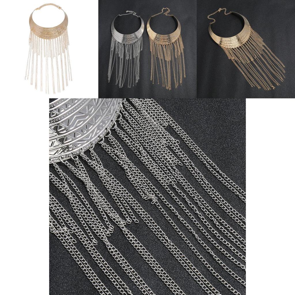 Fashionable Retro Multi Layer Tassel Design Women Metal Necklace For Daily Fashion Accessory
