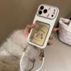 Korean Ins Cute Rabbit Mirror Card Holder Case IPhone 17 Pro Max 16 15 Silicone Full Cover
