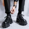 Fashion Men's Thick Soled Leather Shoes Classic Minimalist British Style Suit Business Leisure Office High Quality Derby Black Lace Up