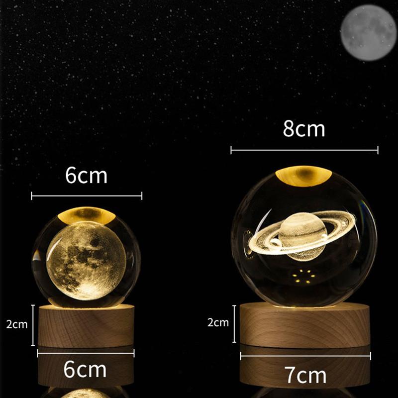 2024 6/8 см 3D хрустальный шар украшение астрономия солнечная система планеты луна астронавт светодиодные шары домашний снег стеклянный шар украшения