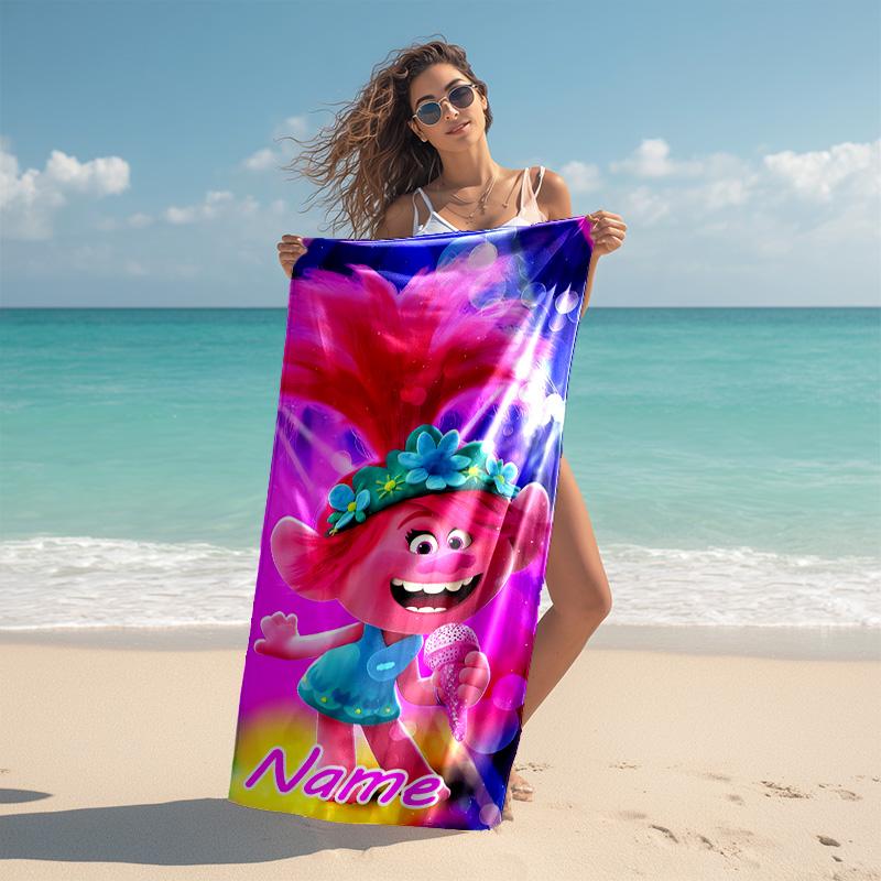 Personalized customized proof beach towel with Trolls pattern - soft, absorbent,quick-drying,perfect swimming,camping&bathing