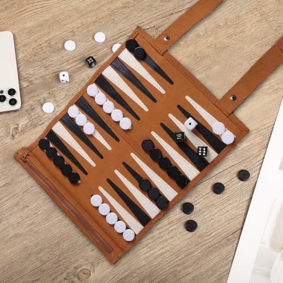 Classic Backgammon Board Game with Storage Case Foldable Design Portable Travel Backgammon Sets Puzzle Game Board