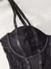 Alluring Lace Patchwork Cutout Bodysuit - Slim Fit Sling Vest