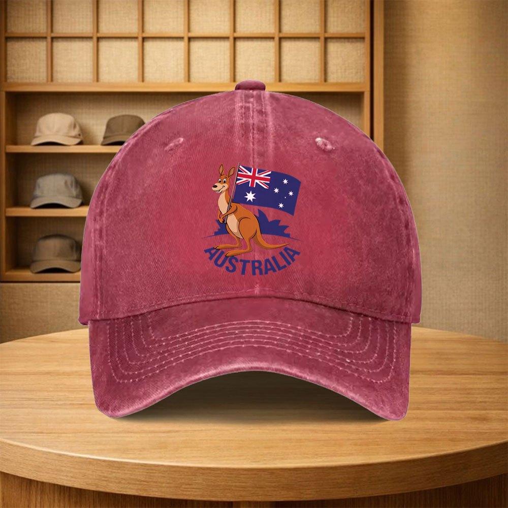 Vintage Kangaroo Australian Flag Baseball Cap Unisex Adjustable Snapback
